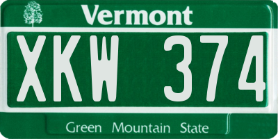 VT license plate XKW374