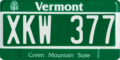VT license plate XKW377