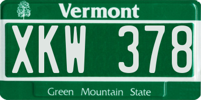 VT license plate XKW378