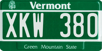 VT license plate XKW380