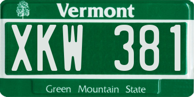 VT license plate XKW381