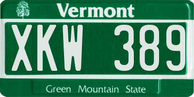 VT license plate XKW389