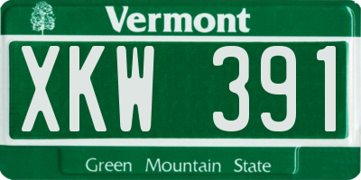 VT license plate XKW391