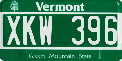 VT license plate XKW396