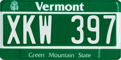 VT license plate XKW397