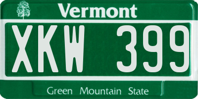 VT license plate XKW399