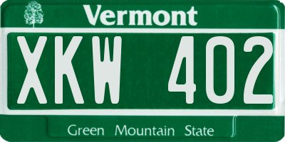 VT license plate XKW402