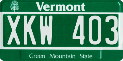 VT license plate XKW403
