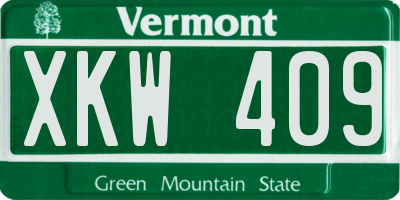 VT license plate XKW409