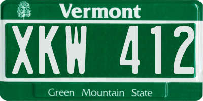 VT license plate XKW412