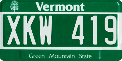 VT license plate XKW419