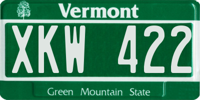 VT license plate XKW422