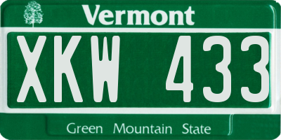 VT license plate XKW433