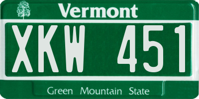 VT license plate XKW451