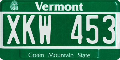 VT license plate XKW453
