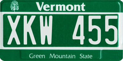VT license plate XKW455