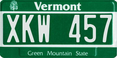 VT license plate XKW457