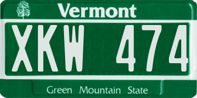 VT license plate XKW474
