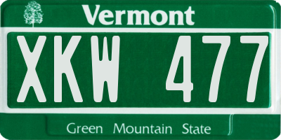 VT license plate XKW477