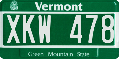 VT license plate XKW478