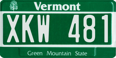 VT license plate XKW481