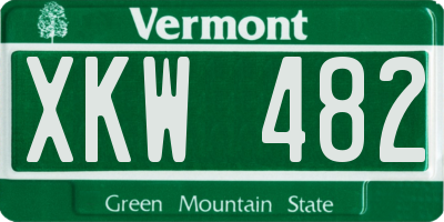 VT license plate XKW482