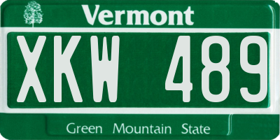 VT license plate XKW489
