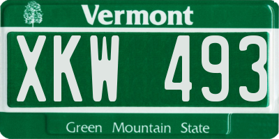 VT license plate XKW493