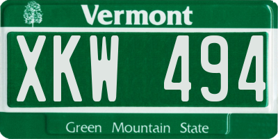VT license plate XKW494
