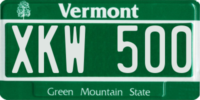 VT license plate XKW500