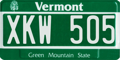 VT license plate XKW505