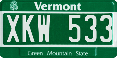 VT license plate XKW533