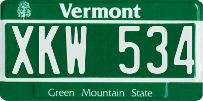 VT license plate XKW534