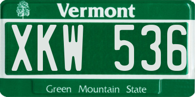 VT license plate XKW536