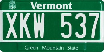 VT license plate XKW537