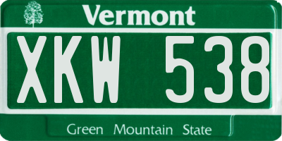 VT license plate XKW538