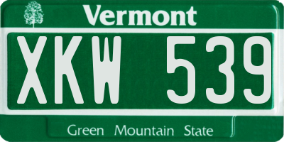 VT license plate XKW539