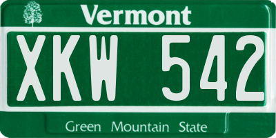 VT license plate XKW542