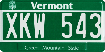 VT license plate XKW543