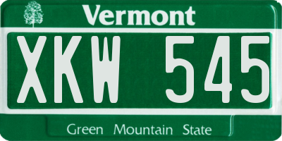 VT license plate XKW545