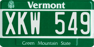 VT license plate XKW549