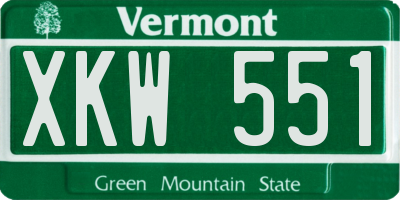 VT license plate XKW551