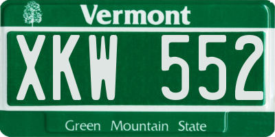 VT license plate XKW552