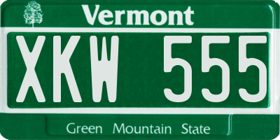 VT license plate XKW555