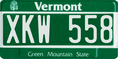 VT license plate XKW558