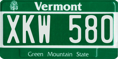 VT license plate XKW580