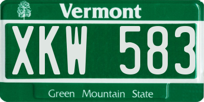 VT license plate XKW583