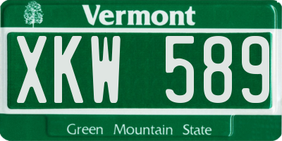 VT license plate XKW589