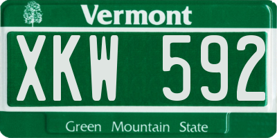 VT license plate XKW592