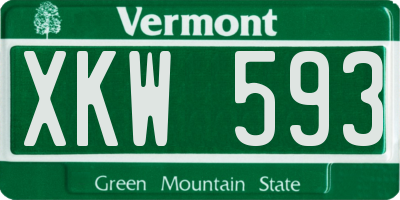 VT license plate XKW593